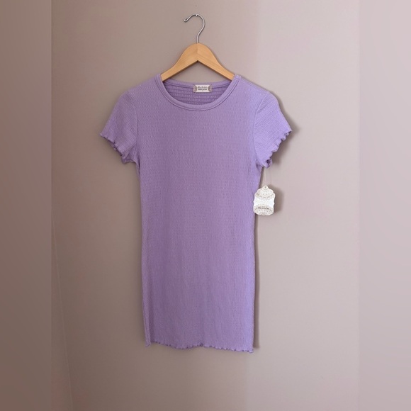 Altard State Women's Purple Ribbed Knee Length Dress Size M Short Sleeve Casual - Picture 2 of 4